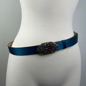 Worth jewel buckle satin belt -small